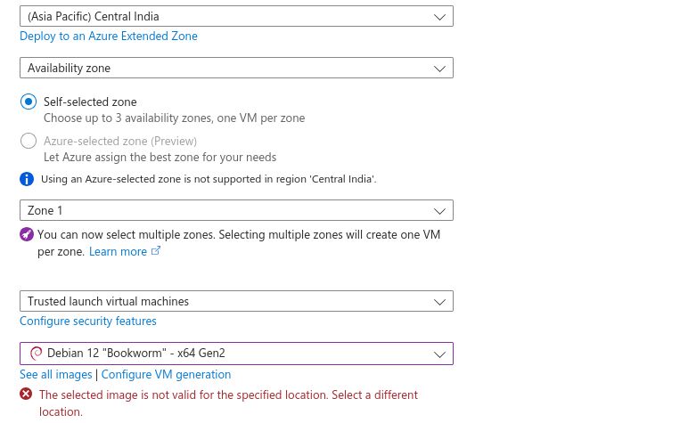 azure debian image not available